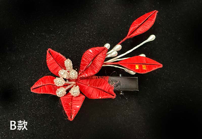 傳統紅春仔花(百合花)夾/胸針/髮梳